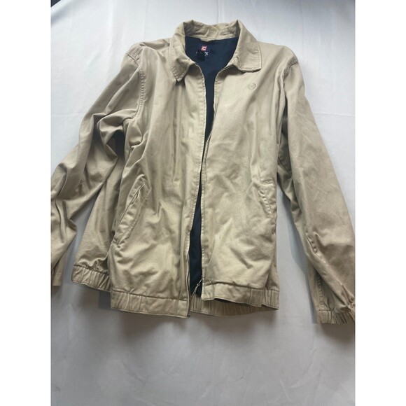 VTG Chaps Jacket Mens Size XLT Beige Tan Lined Full Zip Bomber Classic Outdoor - Picture 1 of 7